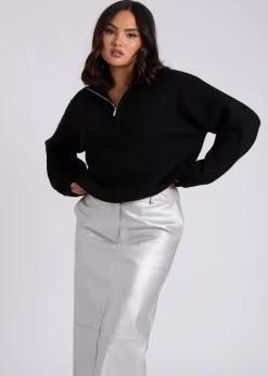Urban Bliss Black Ribbed Half Zip Jumper