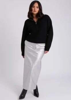 Urban Bliss Black Ribbed Half Zip Jumper