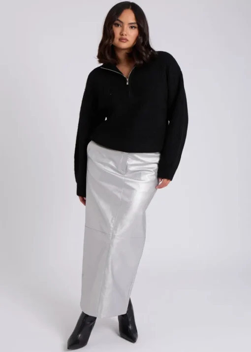 Urban Bliss Black Ribbed Half Zip Jumper