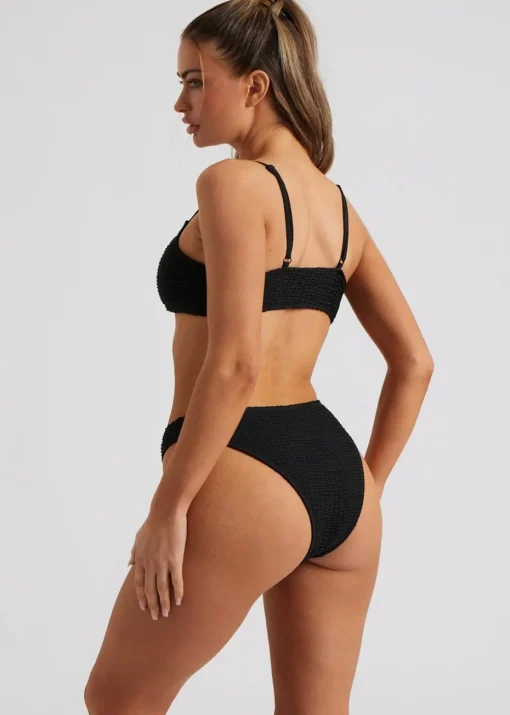 Urban Bliss Black Sheered Plain  Bikini Top