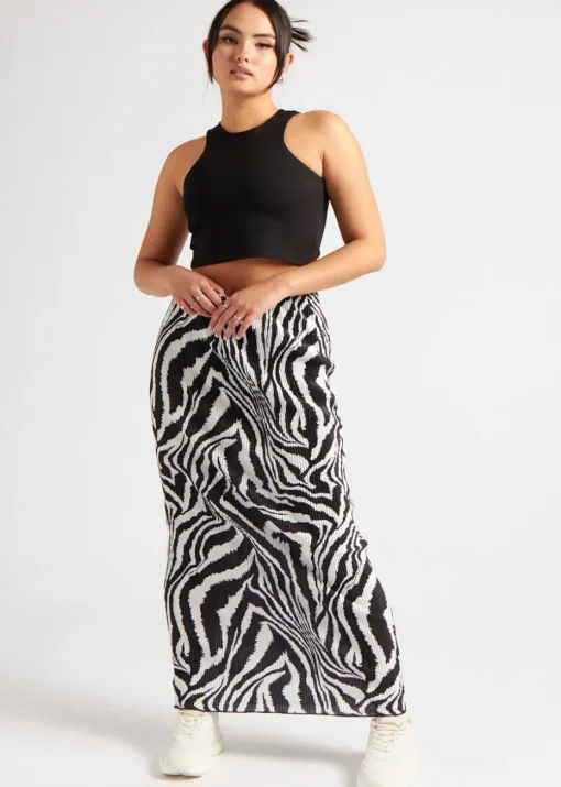 Urban Bliss Black Zebra Plisse Maxi Skirt