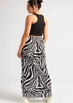 Urban Bliss Black Zebra Plisse Maxi Skirt