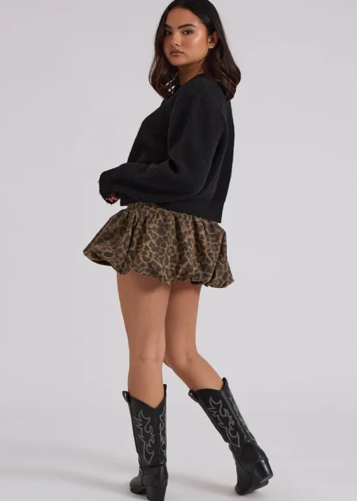 Urban Bliss Brown Leopard Balloon Mini Skirt