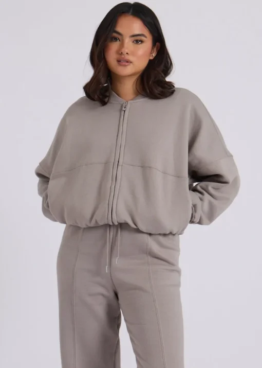 Urban Bliss Charcoal Grey Bomber & Wide Leg Jogger Set