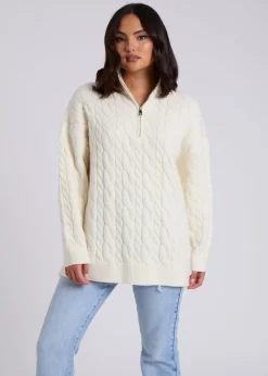 Urban Bliss Cream Cable Half Zip Jumper