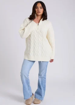 Urban Bliss Cream Cable Half Zip Jumper