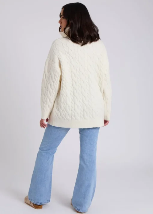 Urban Bliss Cream Cable Half Zip Jumper