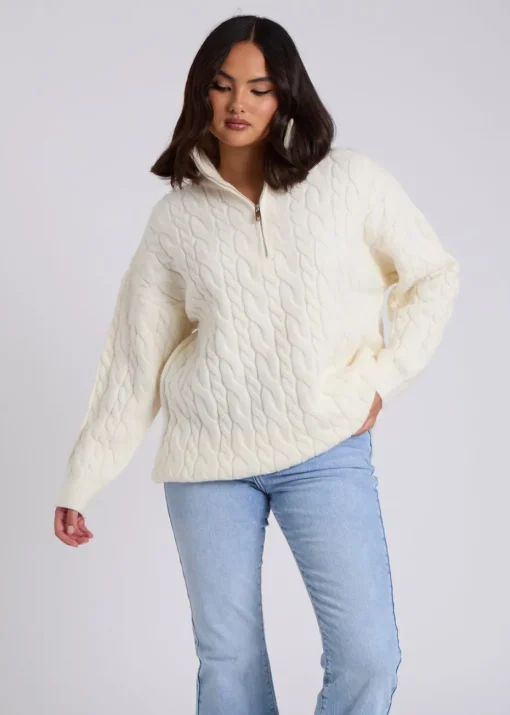 Urban Bliss Cream Cable Half Zip Jumper