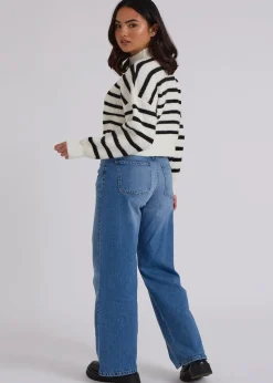 Urban Bliss Cream Stripe Zip Through Cardigan