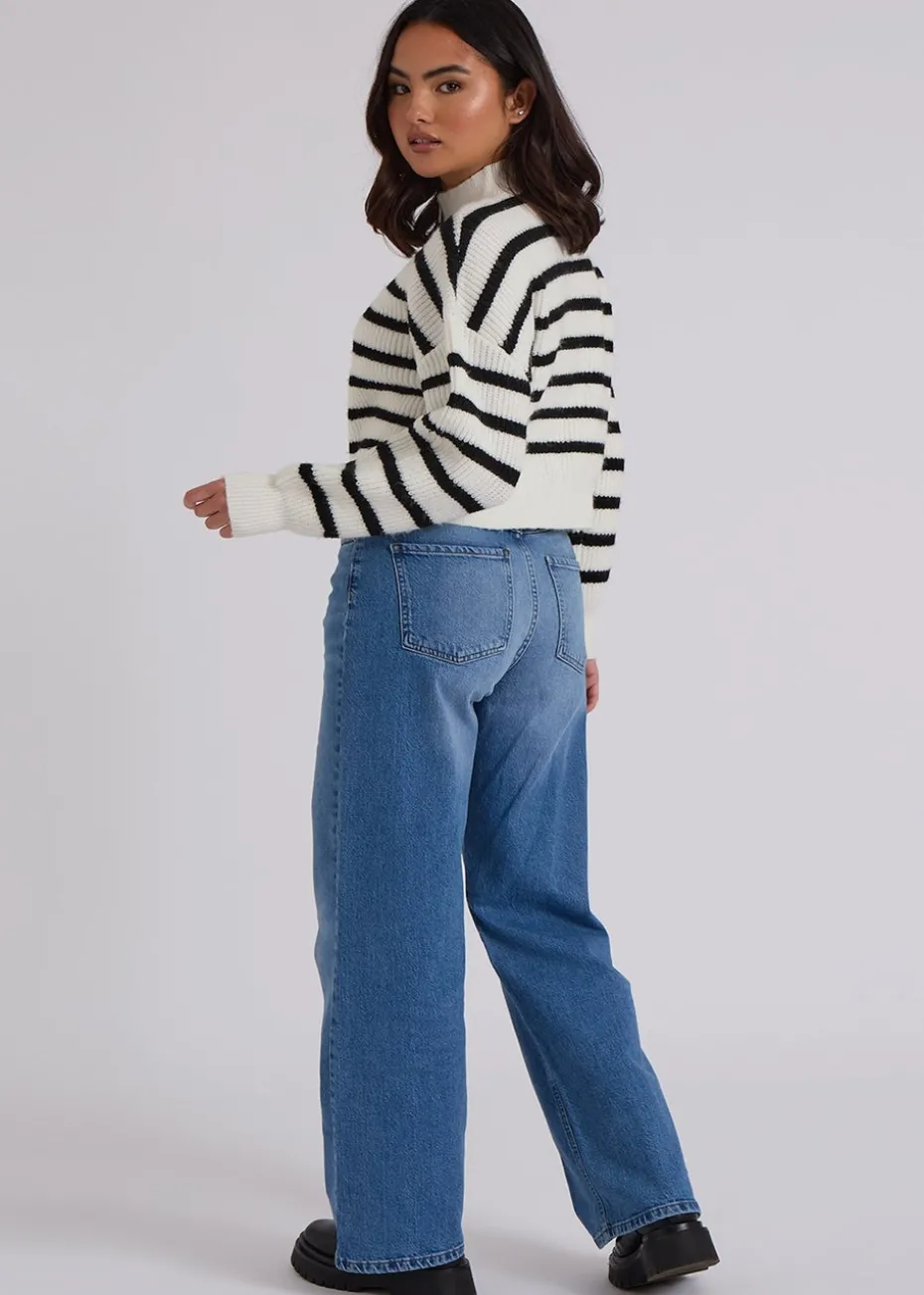 Urban Bliss Cream Stripe Zip Through Cardigan