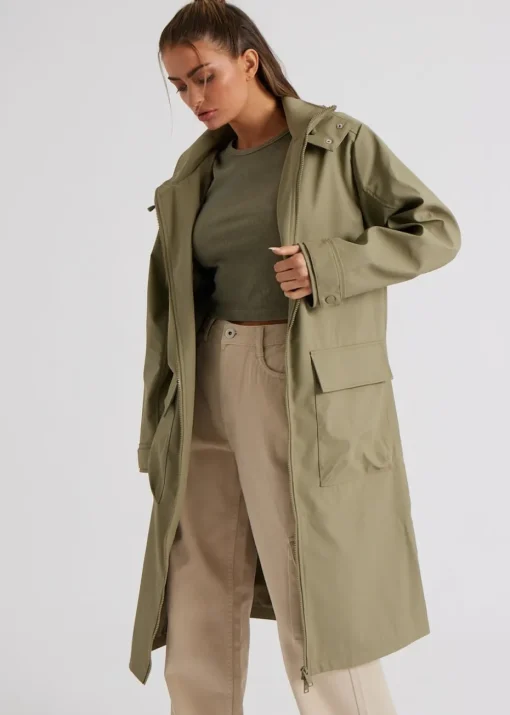 Urban Bliss Khaki Rubberised Raincoat