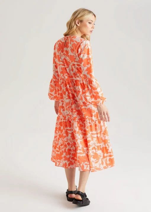 Urban Bliss Orange Floral Smock Dress