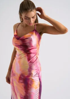 Urban Bliss Pink Tie Dye Cross Back Slip Dress