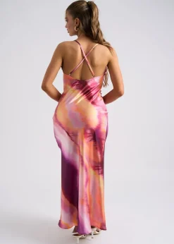 Urban Bliss Pink Tie Dye Cross Back Slip Dress
