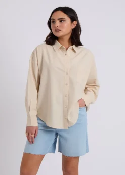 Urban Bliss Stone Linen Blend Oversized Shirt