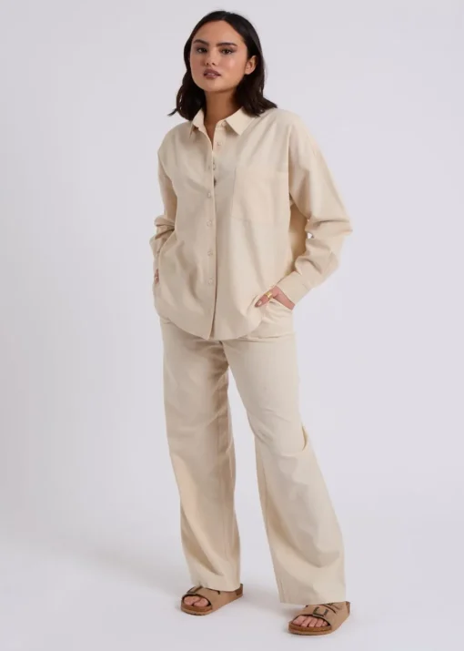 Urban Bliss Stone Linen Blend Oversized Shirt