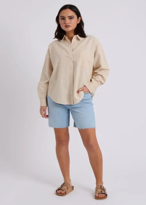 Urban Bliss Stone Linen Blend Oversized Shirt