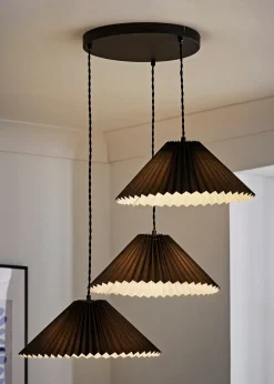 ValueLights Akira Black Pendant Light with Black Tapered Shade (111cm x 57cm x 57cm)