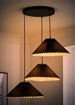 ValueLights Akira Black Pendant Light with Black Tapered Shade (111cm x 57cm x 57cm)