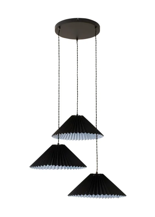 ValueLights Akira Black Pendant Light with Black Tapered Shade (111cm x 57cm x 57cm)