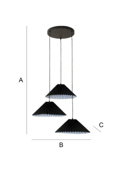 ValueLights Akira Black Pendant Light with Black Tapered Shade (111cm x 57cm x 57cm)