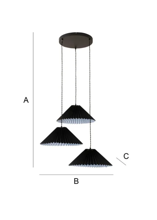 ValueLights Akira Black Pendant Light with Black Tapered Shade (111cm x 57cm x 57cm)