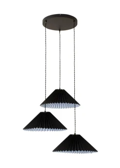 ValueLights Akira Black Pendant Light with Black Tapered Shade (111cm x 57cm x 57cm)