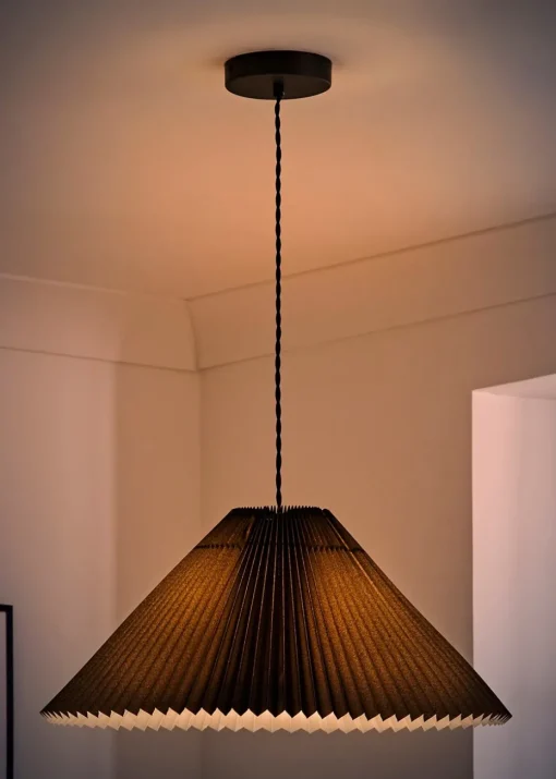 ValueLights Akira  Black Pendant Light with Grey Tapered Shade (113cm x 53cm x 53cm)
