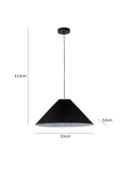 ValueLights Akira  Black Pendant Light with Grey Tapered Shade (113cm x 53cm x 53cm)