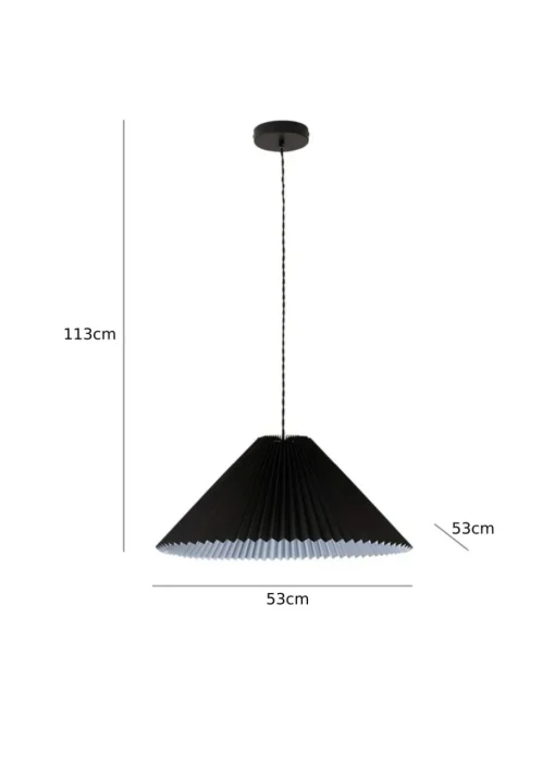 ValueLights Akira  Black Pendant Light with Grey Tapered Shade (113cm x 53cm x 53cm)