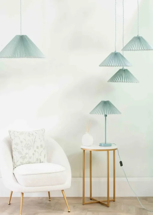 ValueLights Akira  Blue Table Lamp with Blue Tapered Shade (48.5cm x 34.5cm x 34.5cm)