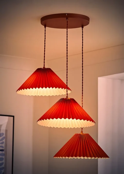 ValueLights Akira  Orange Pendant Light with Orange Tapered Shade (111cm x 57cm x 57cm)