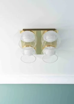 ValueLights Alissa Brushed Gold Flush Light with Clear Dome Shade Integrated LED