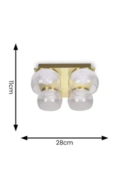 ValueLights Alissa Brushed Gold Flush Light with Clear Dome Shade Integrated LED