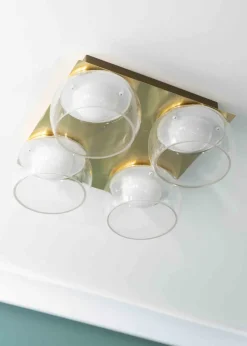 ValueLights Alissa Brushed Gold Flush Light with Clear Dome Shade Integrated LED