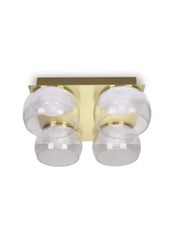 ValueLights Alissa Brushed Gold Flush Light with Clear Dome Shade Integrated LED