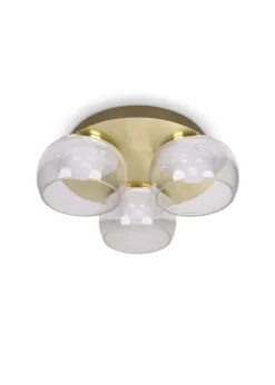 ValueLights Alissa Brushed Gold Flush Light with Clear Dome Shade Integrated LED