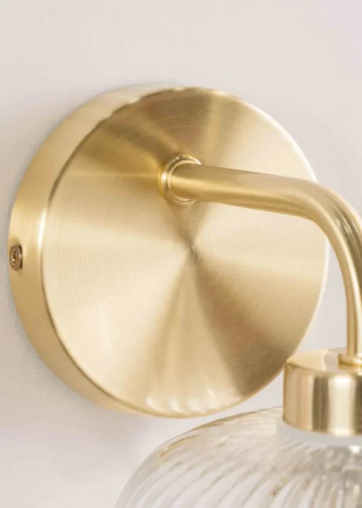 ValueLights Amaia Brushed Gold Wall Light with Clear Globe Shade