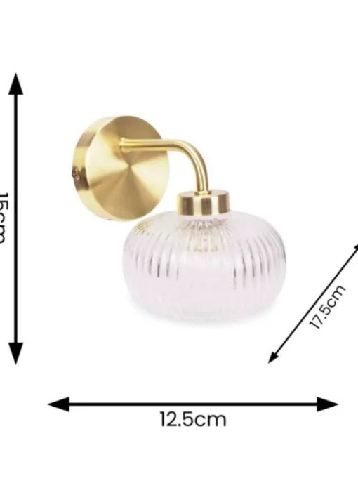 ValueLights Amaia Brushed Gold Wall Light with Clear Globe Shade