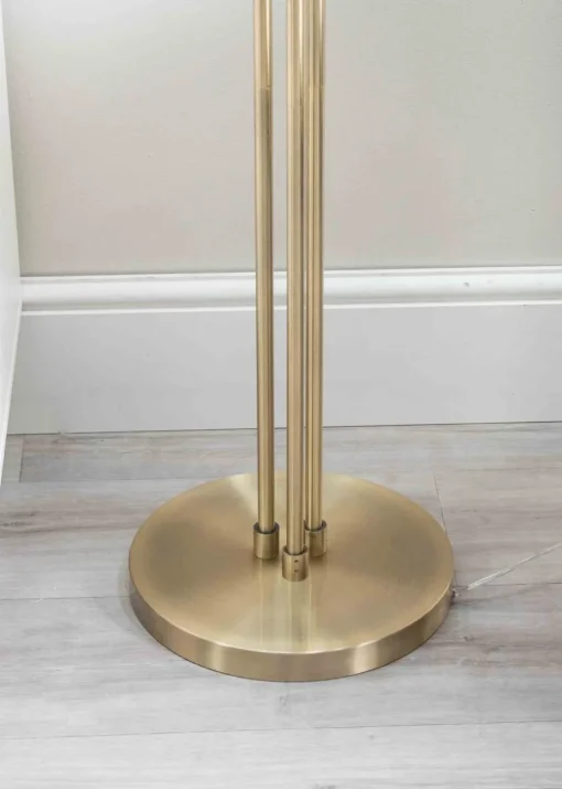 ValueLights Amelie Gold Floor Lamp with Grey Rectangular Shade