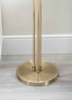 ValueLights Amelie Gold Floor Lamp with Grey Rectangular Shade