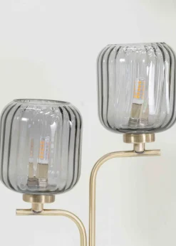 ValueLights Amelie Gold Table Lamp with Grey Rectangular Shade