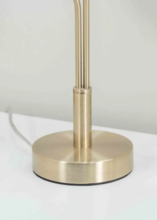 ValueLights Amelie Gold Table Lamp with Grey Rectangular Shade