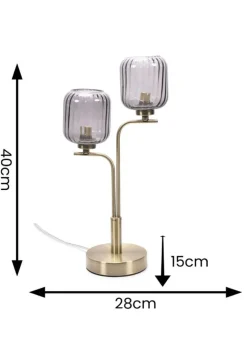 ValueLights Amelie Gold Table Lamp with Grey Rectangular Shade