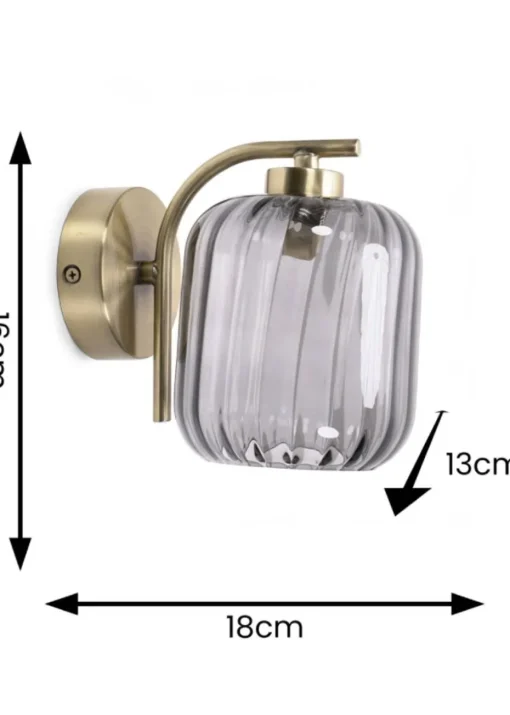 ValueLights Amelie Gold Wall Light with Grey Rectangular Shade