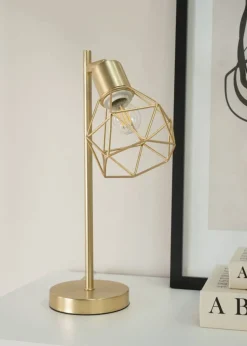 ValueLights Angus Brushed Gold Adjustable Table Lamp with Gold Shade (41cm x 12.5cm x 23cm)
