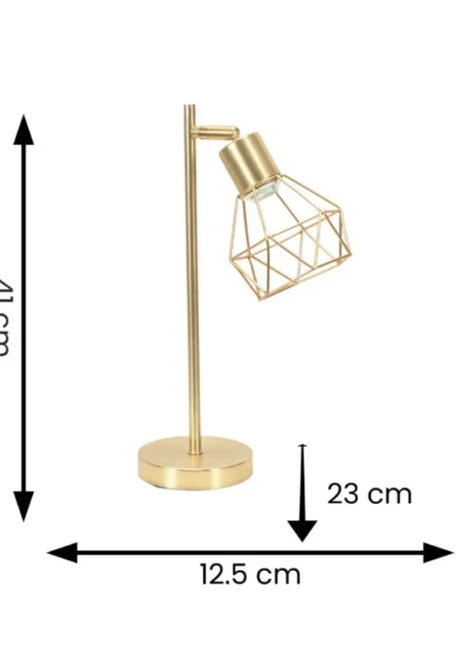 ValueLights Angus Brushed Gold Adjustable Table Lamp with Gold Shade (41cm x 12.5cm x 23cm)