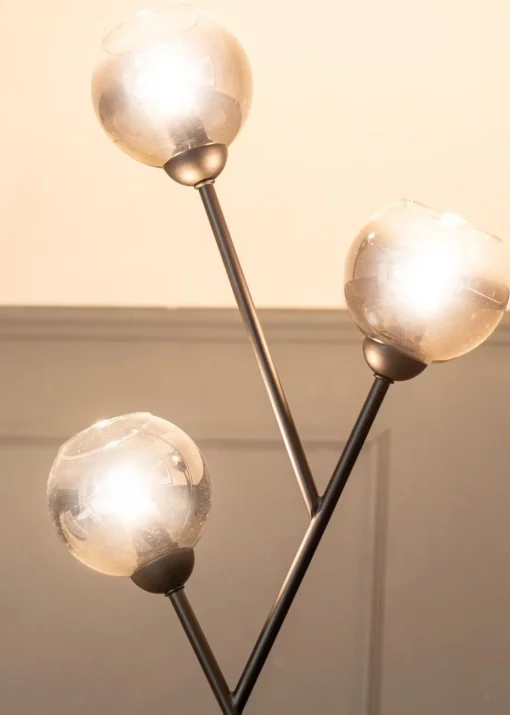 ValueLights Aria 3 Way Smoked Glass Floor Lamp (150cm x 34cm x 25cm)