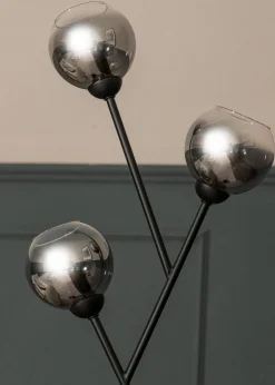 ValueLights Aria 3 Way Smoked Glass Floor Lamp (150cm x 34cm x 25cm)