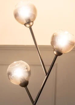 ValueLights Aria 3 Way Smoked Glass Floor Lamp (150cm x 34cm x 25cm)